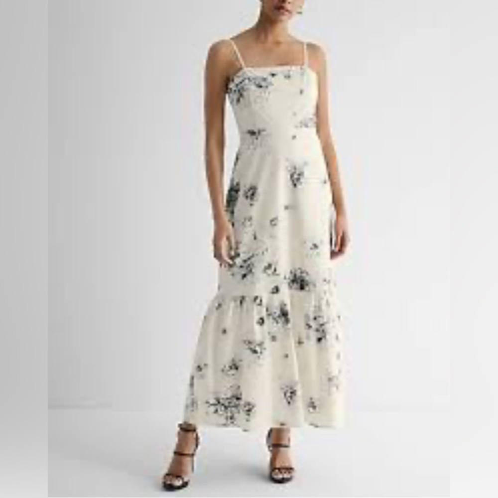 Express Floral Print Cream Skirt